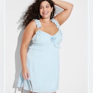 Wild fable, NWT blue satin short dress woman plus size XXL summer